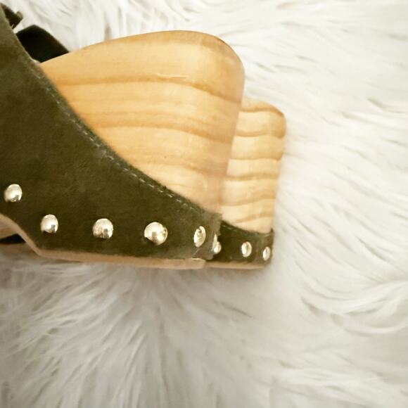 KELSI DAGGER x ANTHROPOLOGIE | Brooklyn Journal Clogs Olive Green Mules | Size 7 - Picture 5 of 9